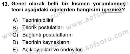 Bilim Felsefesi Dersi 2024 - 2025 Yılı Yaz Okulu Sınav Soruları 13. Soru