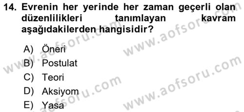 Bilim Felsefesi Dersi 2024 - 2025 Yılı Yaz Okulu Sınav Soruları 14. Soru