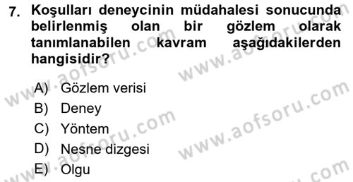 Bilim Felsefesi Dersi Yaz Okulu Sınavı Deneme Sınav Soruları 7. Soru
