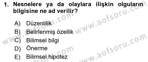 Bilim Felsefesi Dersi 2025 - 2026 Yılı (Vize) Ara Sınav Soruları 1. Soru