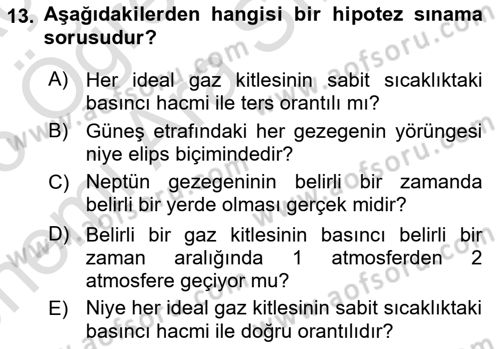 Bilim Felsefesi Dersi 2025 - 2026 Yılı (Vize) Ara Sınav Soruları 13. Soru