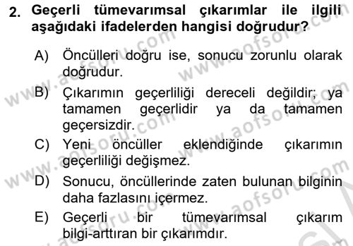 Bilim Felsefesi Dersi 2025 - 2026 Yılı (Vize) Ara Sınav Soruları 2. Soru