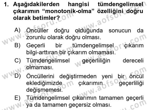 Bilim Felsefesi Dersi 2025 - 2026 Yılı (Final) Dönem Sonu Sınav Soruları 1. Soru