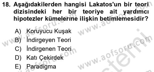 Bilim Felsefesi Dersi 2025 - 2026 Yılı (Final) Dönem Sonu Sınav Soruları 18. Soru