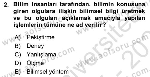 Bilim Felsefesi Dersi 2025 - 2026 Yılı (Final) Dönem Sonu Sınav Soruları 2. Soru