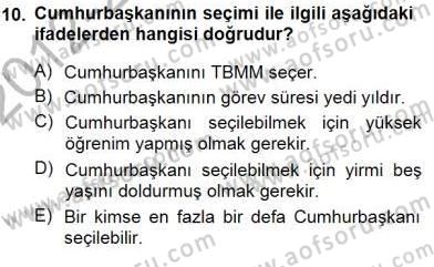 Yurttaşlık ve Çevre Bilgisi Dersi 2012 - 2013 Yılı (Final) Dönem Sonu Sınav Soruları 10. Soru