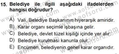 Yurttaşlık ve Çevre Bilgisi Dersi 2012 - 2013 Yılı (Final) Dönem Sonu Sınav Soruları 15. Soru