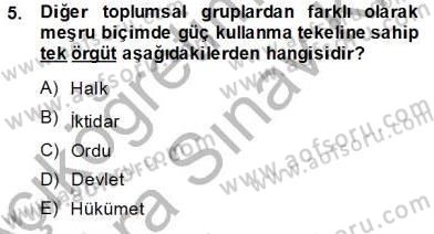 Yurttaşlık ve Çevre Bilgisi Dersi Ara Sınavı Deneme Sınav Soruları 5. Soru