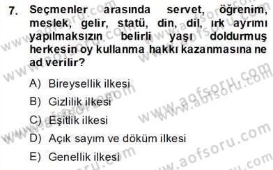 Yurttaşlık ve Çevre Bilgisi Dersi Ara Sınavı Deneme Sınav Soruları 7. Soru