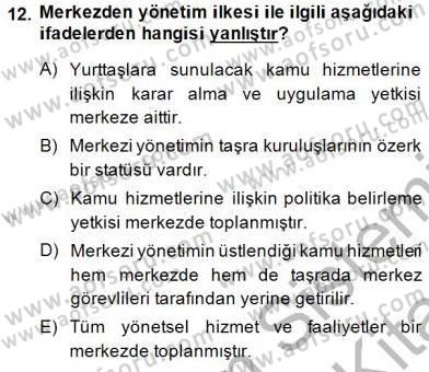 Yurttaşlık ve Çevre Bilgisi Dersi 2013 - 2014 Yılı (Final) Dönem Sonu Sınav Soruları 12. Soru