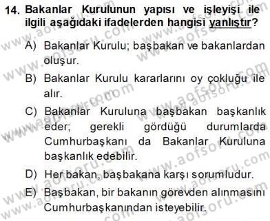 Yurttaşlık ve Çevre Bilgisi Dersi 2013 - 2014 Yılı (Final) Dönem Sonu Sınav Soruları 14. Soru