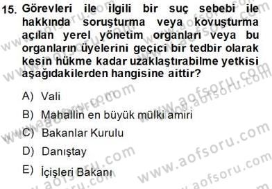 Yurttaşlık ve Çevre Bilgisi Dersi 2013 - 2014 Yılı (Final) Dönem Sonu Sınav Soruları 15. Soru