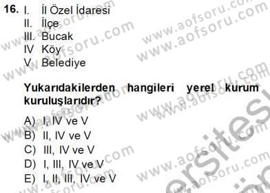 Yurttaşlık ve Çevre Bilgisi Dersi 2013 - 2014 Yılı (Final) Dönem Sonu Sınav Soruları 16. Soru
