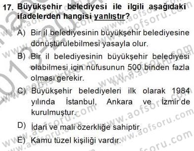 Yurttaşlık ve Çevre Bilgisi Dersi 2013 - 2014 Yılı (Final) Dönem Sonu Sınav Soruları 17. Soru