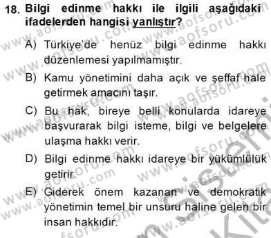 Yurttaşlık ve Çevre Bilgisi Dersi 2013 - 2014 Yılı (Final) Dönem Sonu Sınav Soruları 18. Soru