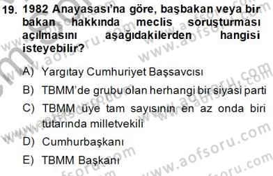 Yurttaşlık ve Çevre Bilgisi Dersi 2013 - 2014 Yılı (Final) Dönem Sonu Sınav Soruları 19. Soru