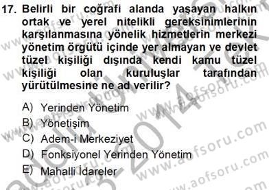 Yurttaşlık ve Çevre Bilgisi Dersi 2013 - 2014 Yılı Tek Ders Sınav Soruları 17. Soru