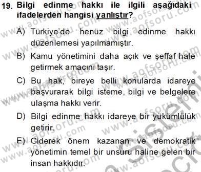 Yurttaşlık ve Çevre Bilgisi Dersi 2013 - 2014 Yılı Tek Ders Sınav Soruları 19. Soru