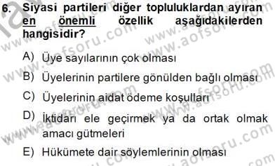 Yurttaşlık ve Çevre Bilgisi Dersi Ara Sınavı Deneme Sınav Soruları 6. Soru