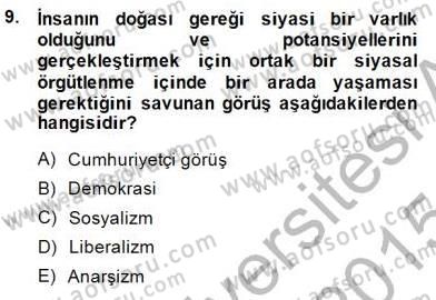 Yurttaşlık ve Çevre Bilgisi Dersi 2014 - 2015 Yılı (Vize) Ara Sınav Soruları 9. Soru