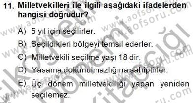 Yurttaşlık ve Çevre Bilgisi Dersi 2014 - 2015 Yılı (Final) Dönem Sonu Sınav Soruları 11. Soru