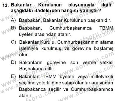 Yurttaşlık ve Çevre Bilgisi Dersi 2014 - 2015 Yılı (Final) Dönem Sonu Sınav Soruları 13. Soru