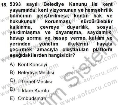 Yurttaşlık ve Çevre Bilgisi Dersi 2014 - 2015 Yılı (Final) Dönem Sonu Sınav Soruları 18. Soru