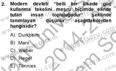 Yurttaşlık ve Çevre Bilgisi Dersi 2014 - 2015 Yılı (Final) Dönem Sonu Sınav Soruları 2. Soru
