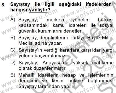 Yurttaşlık ve Çevre Bilgisi Dersi 2014 - 2015 Yılı (Final) Dönem Sonu Sınav Soruları 8. Soru
