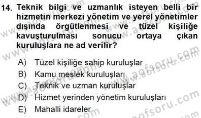Yurttaşlık ve Çevre Bilgisi Dersi 2015 - 2016 Yılı (Final) Dönem Sonu Sınav Soruları 14. Soru