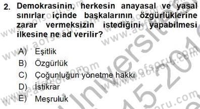 Yurttaşlık ve Çevre Bilgisi Dersi 2015 - 2016 Yılı (Final) Dönem Sonu Sınav Soruları 2. Soru