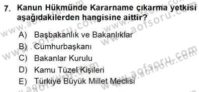 Yurttaşlık ve Çevre Bilgisi Dersi 2015 - 2016 Yılı (Final) Dönem Sonu Sınav Soruları 7. Soru