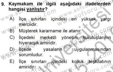Yurttaşlık ve Çevre Bilgisi Dersi 2015 - 2016 Yılı (Final) Dönem Sonu Sınav Soruları 9. Soru