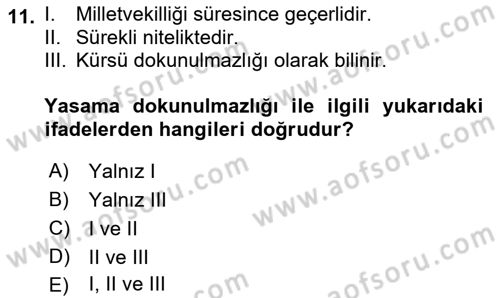 Yurttaşlık ve Çevre Bilgisi Dersi 2017 - 2018 Yılı 3 Ders Sınav Soruları 11. Soru