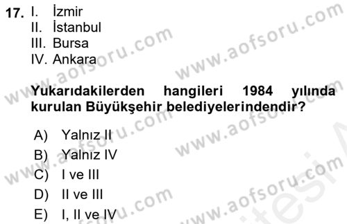 Yurttaşlık ve Çevre Bilgisi Dersi 2017 - 2018 Yılı 3 Ders Sınav Soruları 17. Soru
