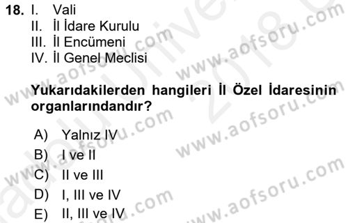 Yurttaşlık ve Çevre Bilgisi Dersi 2017 - 2018 Yılı 3 Ders Sınav Soruları 18. Soru