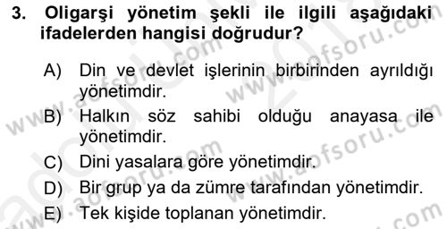 Yurttaşlık ve Çevre Bilgisi Dersi 2017 - 2018 Yılı 3 Ders Sınav Soruları 3. Soru
