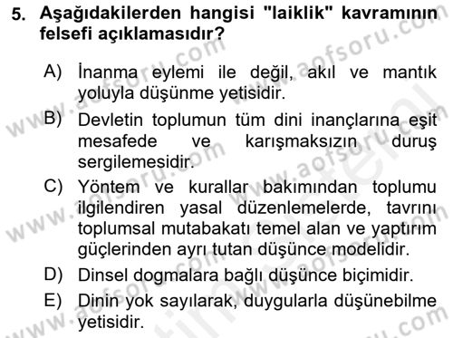 Yurttaşlık ve Çevre Bilgisi Dersi 2017 - 2018 Yılı 3 Ders Sınav Soruları 5. Soru