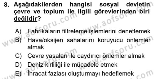 Yurttaşlık ve Çevre Bilgisi Dersi 2017 - 2018 Yılı 3 Ders Sınav Soruları 8. Soru