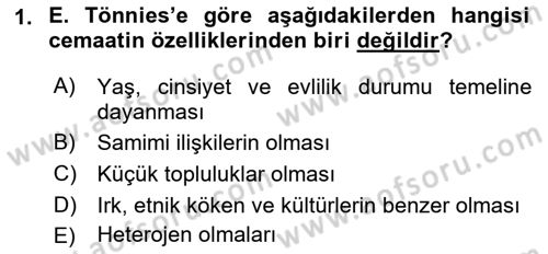 Yurttaşlık ve Çevre Bilgisi Dersi Ara Sınavı Deneme Sınav Soruları 1. Soru
