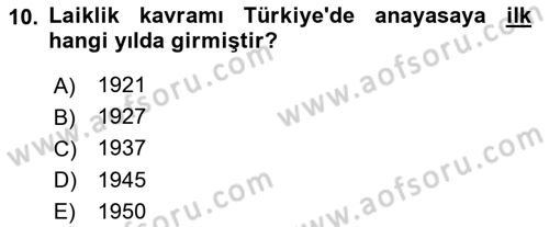 Yurttaşlık ve Çevre Bilgisi Dersi Ara Sınavı Deneme Sınav Soruları 10. Soru