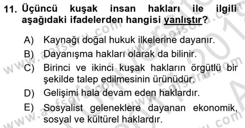 Yurttaşlık ve Çevre Bilgisi Dersi Ara Sınavı Deneme Sınav Soruları 11. Soru
