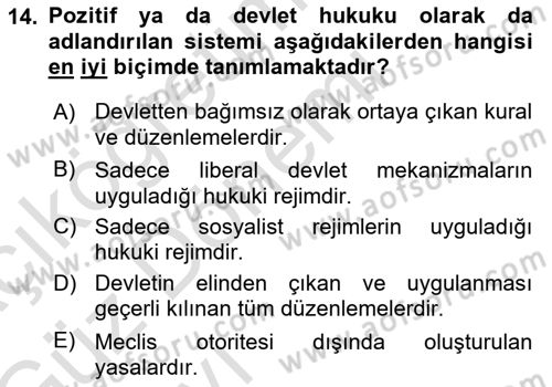 Yurttaşlık ve Çevre Bilgisi Dersi 2017 - 2018 Yılı (Vize) Ara Sınav Soruları 14. Soru