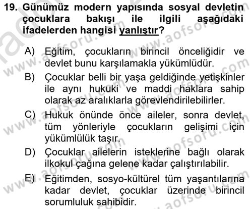 Yurttaşlık ve Çevre Bilgisi Dersi Ara Sınavı Deneme Sınav Soruları 19. Soru