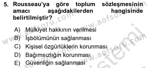 Yurttaşlık ve Çevre Bilgisi Dersi Ara Sınavı Deneme Sınav Soruları 5. Soru