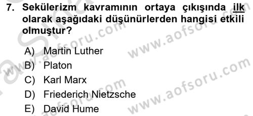Yurttaşlık ve Çevre Bilgisi Dersi Ara Sınavı Deneme Sınav Soruları 7. Soru