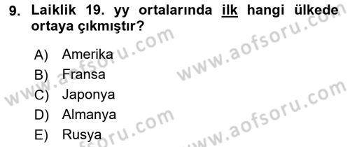 Yurttaşlık ve Çevre Bilgisi Dersi Ara Sınavı Deneme Sınav Soruları 9. Soru