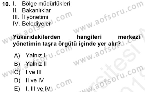 Yurttaşlık ve Çevre Bilgisi Dersi 2017 - 2018 Yılı (Final) Dönem Sonu Sınav Soruları 10. Soru