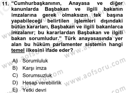 Yurttaşlık ve Çevre Bilgisi Dersi 2017 - 2018 Yılı (Final) Dönem Sonu Sınav Soruları 11. Soru