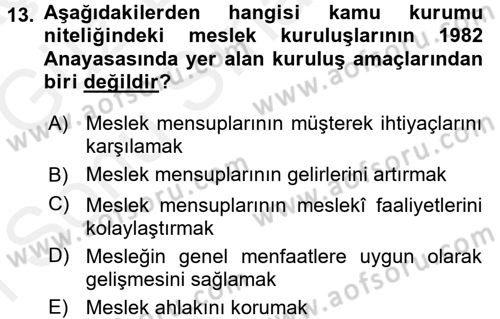 Yurttaşlık ve Çevre Bilgisi Dersi 2017 - 2018 Yılı (Final) Dönem Sonu Sınav Soruları 13. Soru